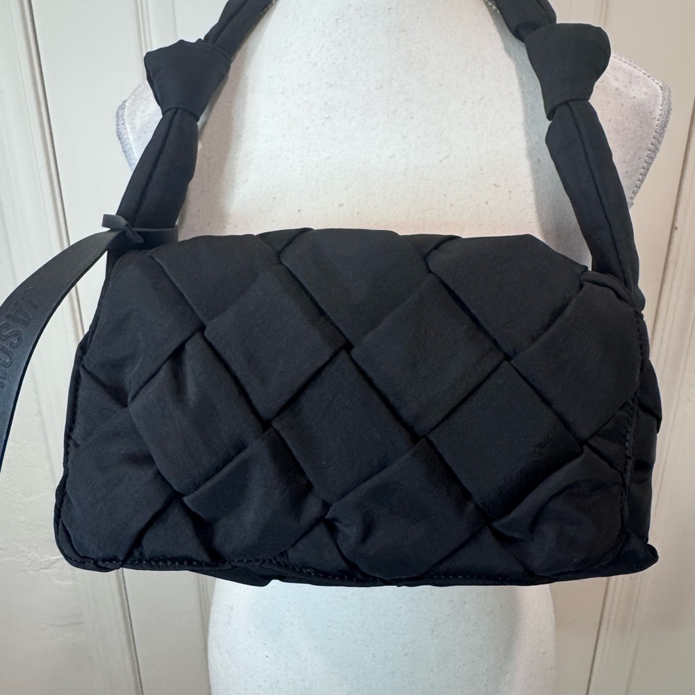 Jason Wu Dylan Black Woven Puffy Nylon Shoulder Bag Quilted Puffer